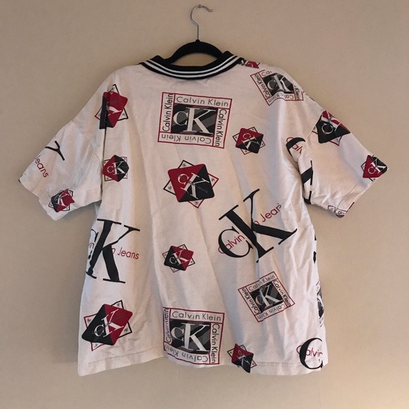 Vintage Calvin Klein Collared Graphic Tee Button - Picture 7 of 7